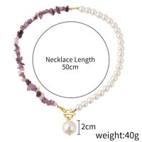 Wholesale Jewelry Casual Bohemian Simple Style Geometric Plastic Natural Stone Gravel Toggle Beaded Pendant Necklace sku image 2