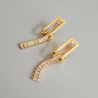 1 Piece Elegant Simple Style Geometric Brass Zircon Drop Earrings main image 5