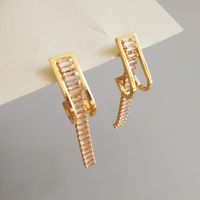 1 Piece Elegant Simple Style Geometric Brass Zircon Drop Earrings main image 1