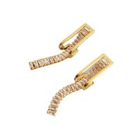 1 Piece Elegant Simple Style Geometric Brass Zircon Drop Earrings main image 4
