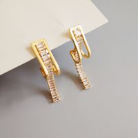 1 Piece Elegant Simple Style Geometric Brass Zircon Drop Earrings main image 2