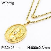 304 Stainless Steel 18K Gold Plated Modern Style Classic Style Human Round Pendant Necklace sku image 6