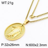 304 Stainless Steel 18K Gold Plated Modern Style Classic Style Human Round Pendant Necklace sku image 8