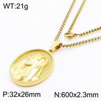 304 Stainless Steel 18K Gold Plated Modern Style Classic Style Human Round Pendant Necklace sku image 9