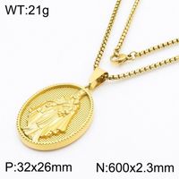 304 Stainless Steel 18K Gold Plated Modern Style Classic Style Human Round Pendant Necklace sku image 12