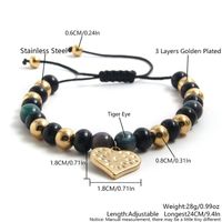 Vintage Style Ethnic Style Classic Style Heart Shape Tiger 304 Stainless Steel Natural Stone Glass Beaded 18K Gold Plated Men's Bracelets main image 2