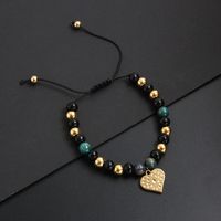 Vintage Style Ethnic Style Classic Style Heart Shape Tiger 304 Stainless Steel Natural Stone Glass Beaded 18K Gold Plated Men's Bracelets main image 5
