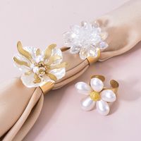 Simple Style Classic Style Flower 304 Stainless Steel Pearl Rings In Bulk main image 4