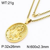 304 Stainless Steel 18K Gold Plated Modern Style Classic Style Human Round Pendant Necklace sku image 14