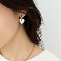 1 Pair Simple Style Classic Style Heart Shape Plating Titanium Steel Gold Plated Drop Earrings main image 3