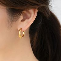 1 Paar Einfacher Stil Klassischer Stil Einfarbig Überzug Titan Stahl Vergoldet Ohrringe sku image 2