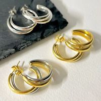 1 Pair Simple Style Classic Style Solid Color Plating Titanium Steel Gold Plated Earrings main image 2