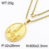 304 Stainless Steel 18K Gold Plated Modern Style Classic Style Human Round Pendant Necklace sku image 16