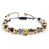 Vintage Style Ethnic Style Classic Style Heart Shape Tiger 304 Stainless Steel Natural Stone Glass Beaded 18K Gold Plated Men's Bracelets sku image 1