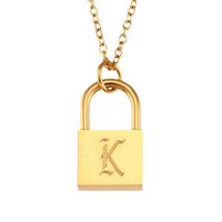 Titanium Steel Gold Plated Simple Style Classic Style Plating Letter Pendant Necklace main image 6