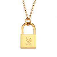 Titanium Steel Gold Plated Simple Style Classic Style Plating Letter Pendant Necklace sku image 12