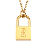 Titanium Steel Gold Plated Simple Style Classic Style Plating Letter Pendant Necklace sku image 11