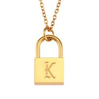 Titanium Steel Gold Plated Simple Style Classic Style Plating Letter Pendant Necklace sku image 7