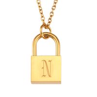 Titanium Steel Gold Plated Simple Style Classic Style Plating Letter Pendant Necklace sku image 9
