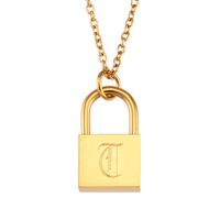 Titanium Steel Gold Plated Simple Style Classic Style Plating Letter Pendant Necklace sku image 13