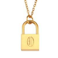Titanium Steel Gold Plated Simple Style Classic Style Plating Letter Pendant Necklace sku image 10