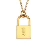 Titanium Steel Gold Plated Simple Style Classic Style Plating Letter Pendant Necklace sku image 14