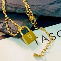 Titanium Steel Gold Plated Simple Style Classic Style Plating Letter Pendant Necklace main image 3