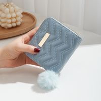 Women's Waves Solid Color Pu Leather Zipper Wallets sku image 3