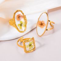 Simple Style Classic Style Flower 304 Stainless Steel Gold Plated Rings In Bulk main image 4