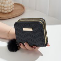 Women's Waves Solid Color Pu Leather Zipper Wallets sku image 1