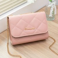 Women's Medium Pu Leather Solid Color Lingge Vintage Style Classic Style Magnetic Buckle Crossbody Bag sku image 4
