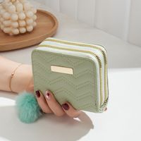 Women's Waves Solid Color Pu Leather Zipper Wallets sku image 4