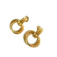 1 Pair Simple Style Classic Style Solid Color Plating Titanium Steel Ear Studs main image 4