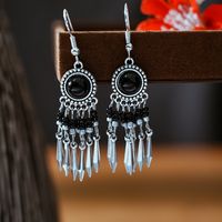 1 Pair Ethnic Style Color Block Inlay Alloy Turquoise Drop Earrings main image 3