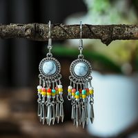 1 Pair Ethnic Style Color Block Inlay Alloy Turquoise Drop Earrings sku image 1