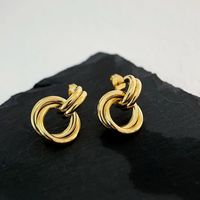 1 Pair Simple Style Classic Style Solid Color Plating Titanium Steel Ear Studs main image 1