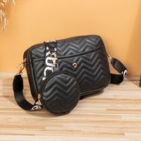 Women's Medium Pu Leather Waves Solid Color Streetwear Zipper Bag Sets main image 2