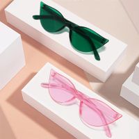 Cute Vacation Sweet Solid Color Pc Cat Eye Frameless Women's Sunglasses main image 9