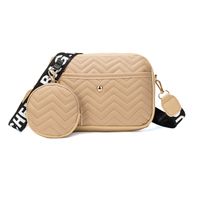 Women's Medium Pu Leather Waves Solid Color Streetwear Zipper Bag Sets main image 5