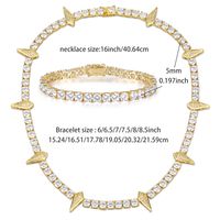 Cobre Chapados en oro de 18k Elegante Glamour Lujoso Enchapado Embutido Rombo Circón Pulsera Collar main image 2