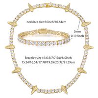 Cobre Chapados en oro de 18k Elegante Glamour Lujoso Enchapado Embutido Rombo Circón Pulsera Collar sku image 1