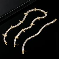 Cobre Chapados en oro de 18k Elegante Glamour Lujoso Enchapado Embutido Rombo Circón Pulsera Collar main image 5