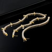 Cobre Chapados en oro de 18k Elegante Glamour Lujoso Enchapado Embutido Rombo Circón Pulsera Collar main image 4