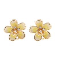 1 Paire Style Simple Fleur Incruster Le Cuivre Strass Boucles D'Oreilles main image 5