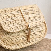 Women's Medium Straw Solid Color Vacation Weave Square Magnetic Buckle Straw Bag main image 3