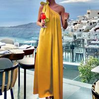Women's Regular Dress Elegant Oblique Collar Sleeveless Solid Color Maxi Long Dress Holiday Daily main image 4