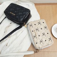 Women's Small Pu Leather Printing Lingge Vintage Style Zipper Shoulder Bag main image 4