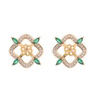 1 Paire Style Simple Fleur Incruster Le Cuivre Strass Boucles D'Oreilles main image 5