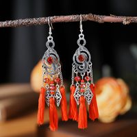 1 Pair Simple Style Classic Style Flower Inlay Alloy Turquoise Drop Earrings sku image 2