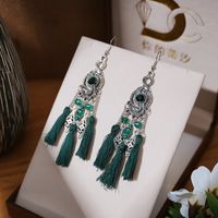 1 Pair Simple Style Classic Style Flower Inlay Alloy Turquoise Drop Earrings main image 5